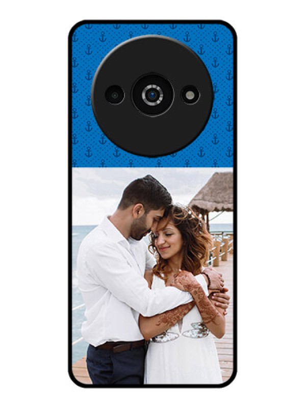 Custom Poco C61 Custom Glass Phone Case - Blue Anchors Design