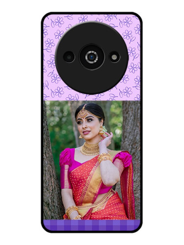 Custom Poco C61 Custom Glass Phone Case - Purple Floral Design