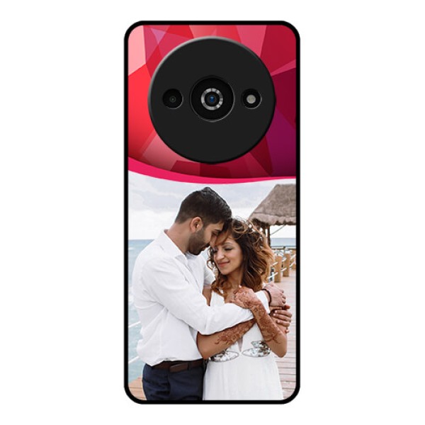 Poco C61 Custom Glass Phone Case - Red Abstract Design