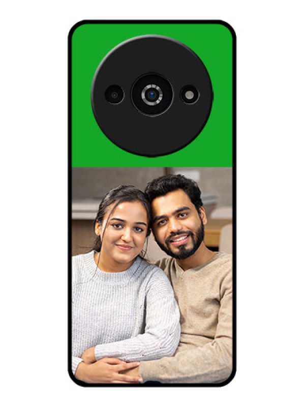 Custom Poco C61 Custom Glass Phone Case - Green Pattern Design