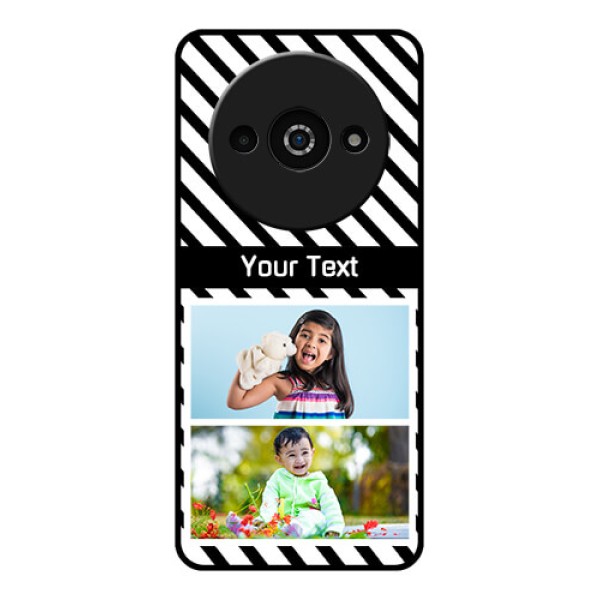 Poco C61 Custom Glass Phone Case - Black And White Stripes Design Poco C61 Custom Glass Phone Case - Black And White Stripes Design