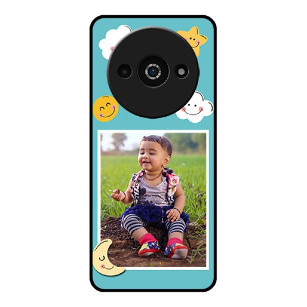 Poco C61 Custom Glass Phone Case - Smiley Kids Stars Design