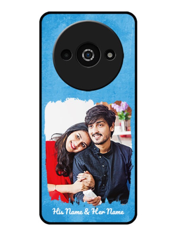 Custom Poco C61 Custom Glass Phone Case - Blue Color Vintage Design