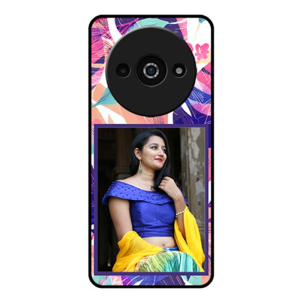 Poco C61 Custom Glass Phone Case - Abstract Floral Design