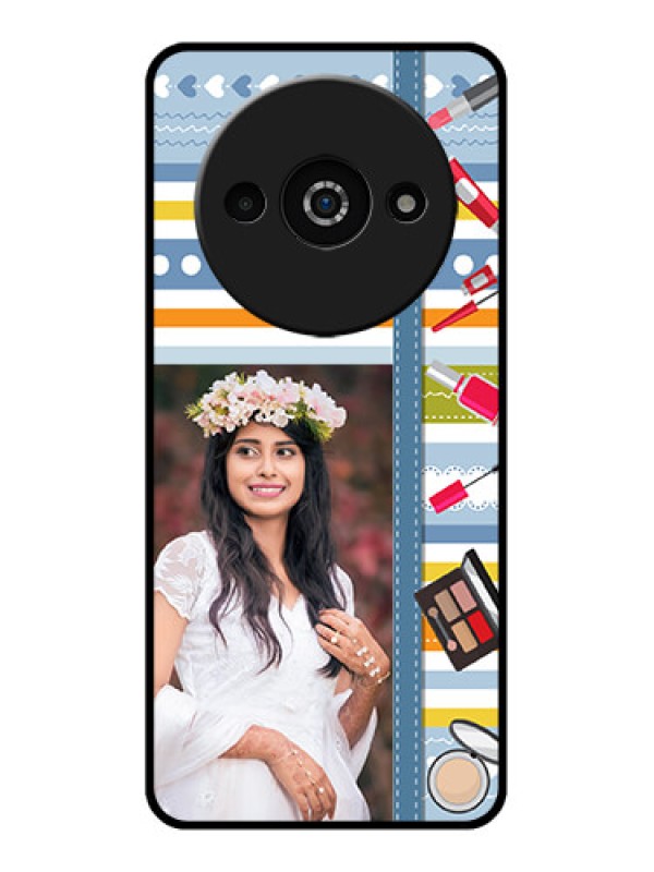 Custom Poco C61 Custom Glass Phone Case - Makeup Icons Design