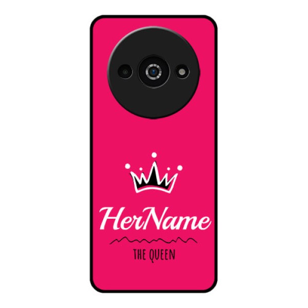 Poco C61 Custom Glass Phone Case - Queen With Name Design Poco C61 Custom Glass Phone Case - Queen With Name Design