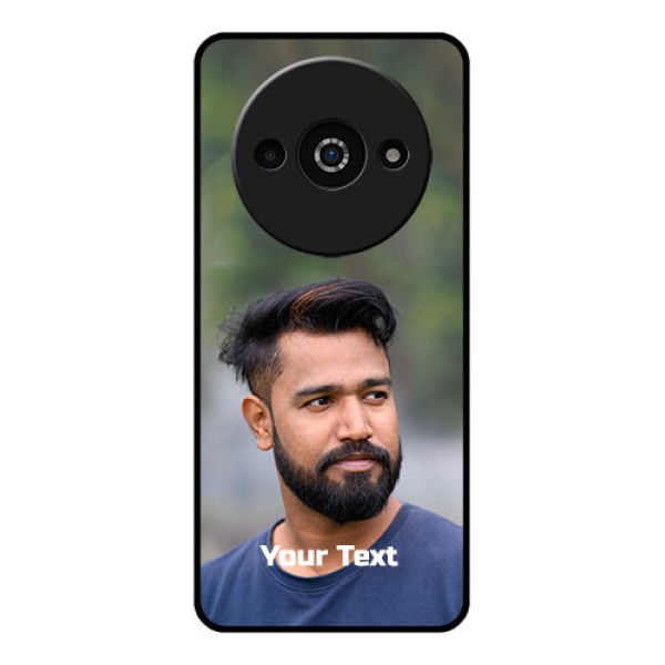 Poco C61 Custom Glass Phone Case - Photo With Text Design