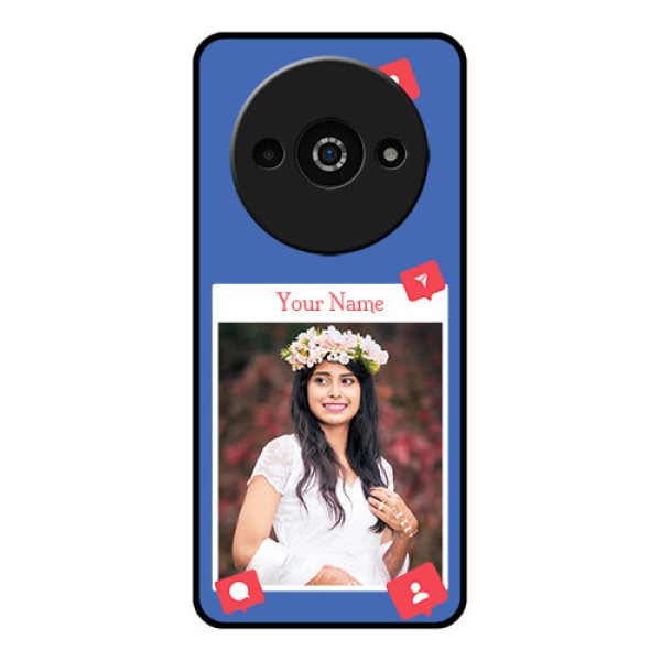Poco C61 Custom Glass Phone Case - Like Share And Comment Design