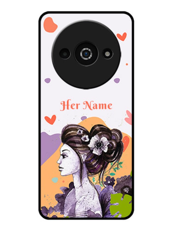 Custom Poco C61 Custom Glass Phone Case - Woman And Nature Design