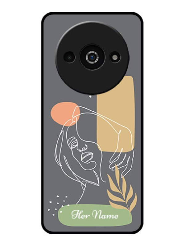 Custom Poco C61 Custom Glass Phone Case - Gazing Woman Line Art Design