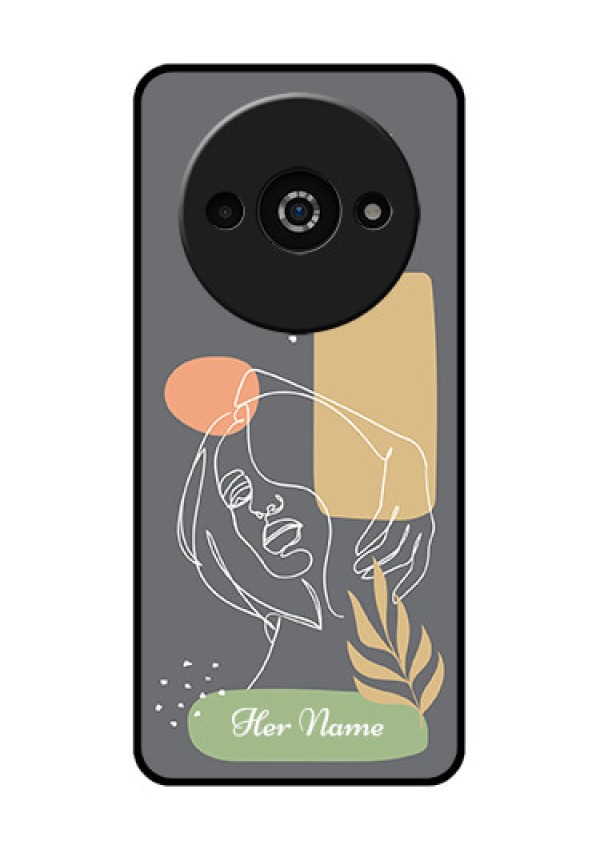 Poco C61 Custom Glass Phone Case - Gazing Woman Line Art Design
