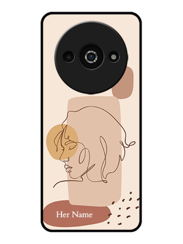 Custom Poco C61 Custom Glass Phone Case - Calm Woman Line Art Design
