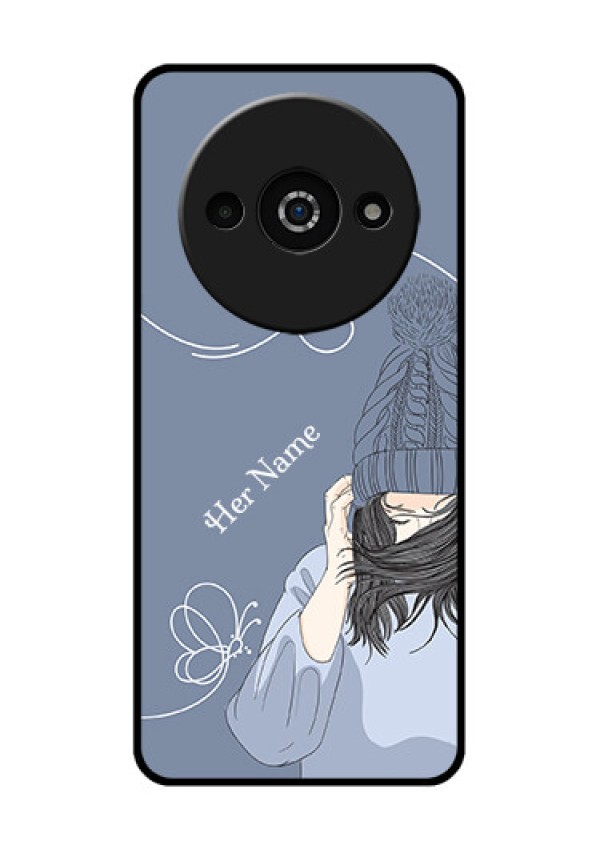 Poco C61 Custom Glass Phone Case - Girl In Winter Outfit Design