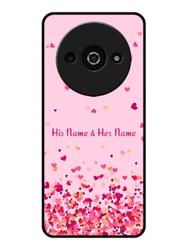 Custom Poco C61 Custom Glass Phone Case - Floating Hearts Design