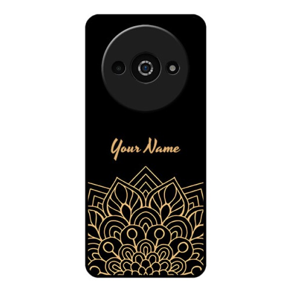 Poco C61 Custom Glass Phone Case - Golden Mandala Design
