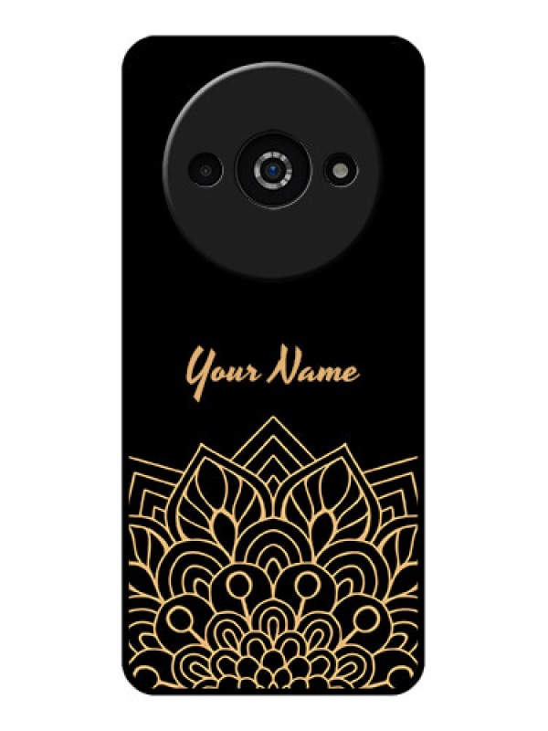 Custom Poco C61 Custom Glass Phone Case - Golden Mandala Design