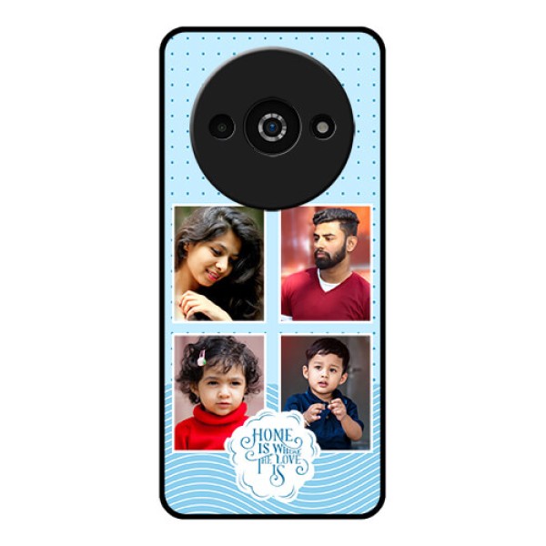 Poco C61 Custom Glass Phone Case - Cute Love Quote With 4 Pic Upload Design Poco C61 Custom Glass Phone Case - Cute Love Quote With 4 Pic Upload Design