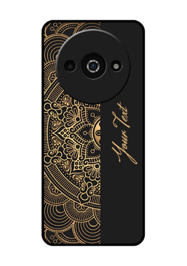 Poco C61 Custom Glass Phone Case - Mandala Art With Custom Text Design