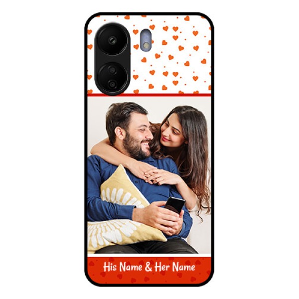Poco C65 Custom Glass Phone Case - Orange Love Symbol Design Poco C65 Custom Glass Phone Case - Orange Love Symbol Design