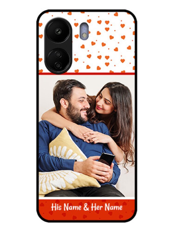 Custom Poco C65 Custom Glass Phone Case - Orange Love Symbol Design