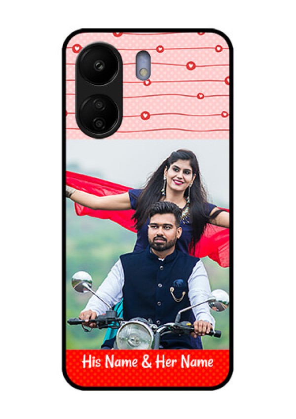 Poco C65 Custom Glass Phone Case - Red Pattern Case Design