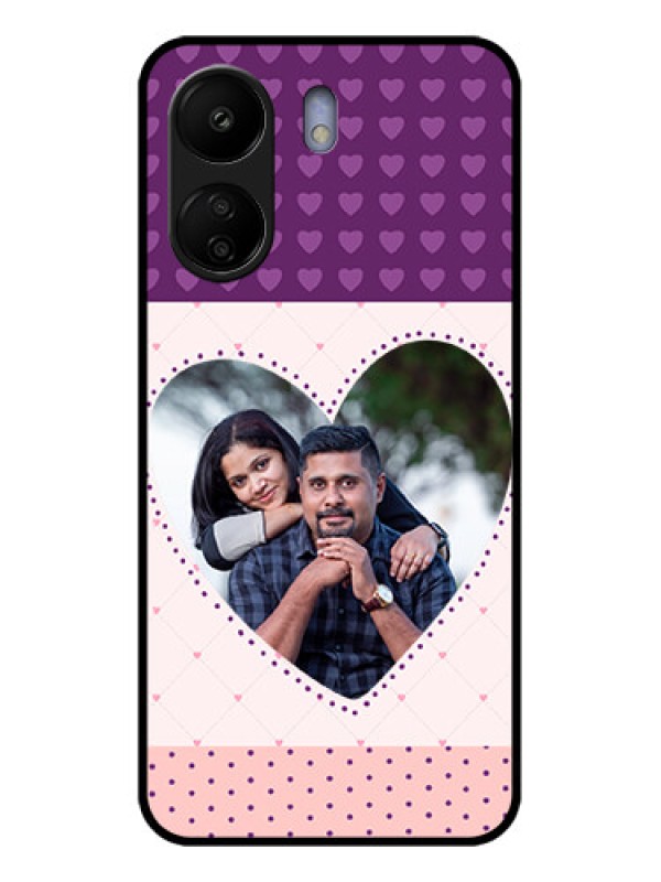 Custom Poco C65 Custom Glass Phone Case - Violet Love Dots Design