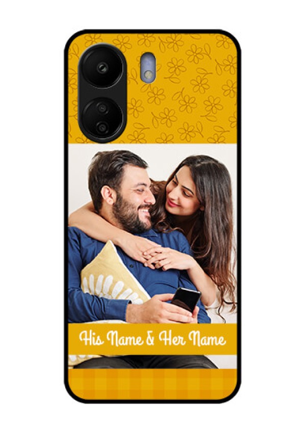 Poco C65 Custom Glass Phone Case - Yellow Floral Design