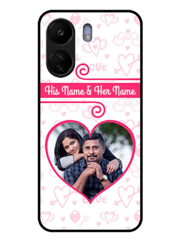 Custom Poco C65 Custom Glass Phone Case - Heart Shape Love Design