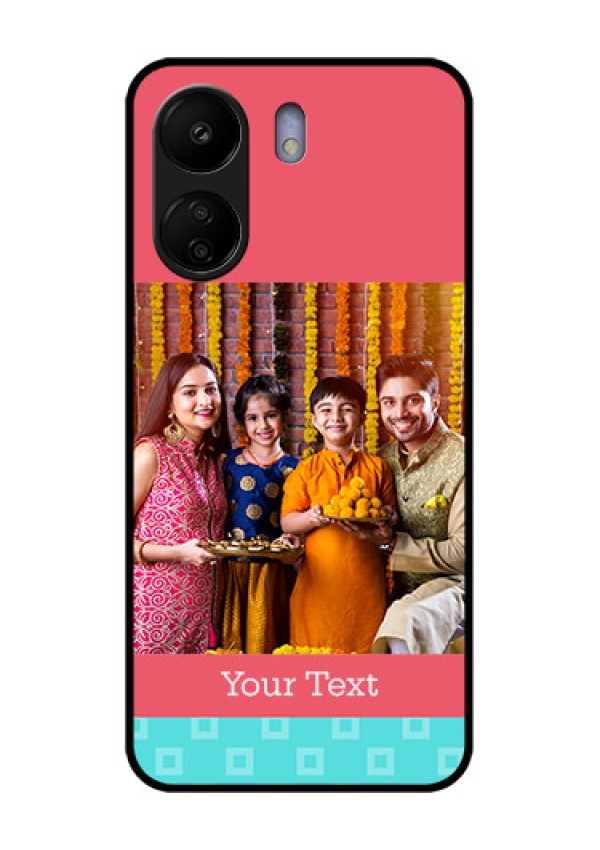 Poco C65 Custom Glass Phone Case - Peach & Blue Color Design