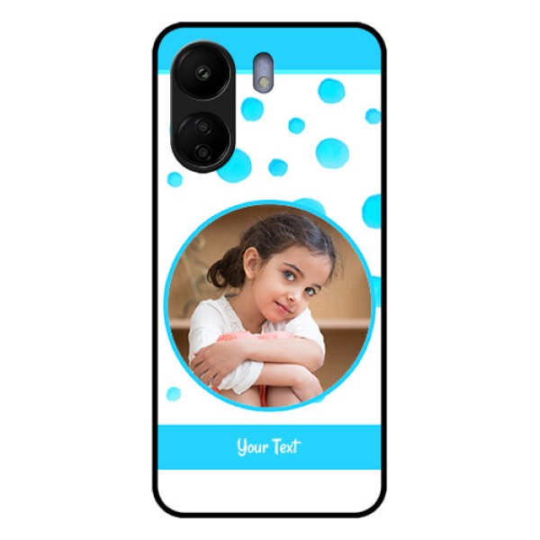 Poco C65 Custom Glass Phone Case - Blue Bubbles Pattern Design Poco C65 Custom Glass Phone Case - Blue Bubbles Pattern Design