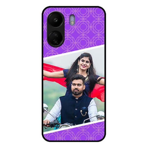 Poco C65 Custom Glass Phone Case - Violet Color Pattern Design
