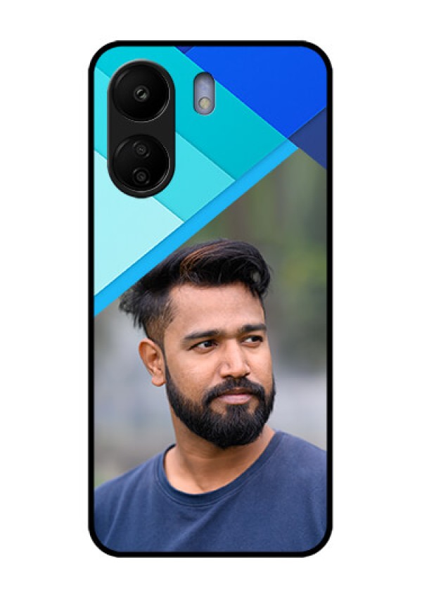 Poco C65 Custom Glass Phone Case - Blue Pattern Design