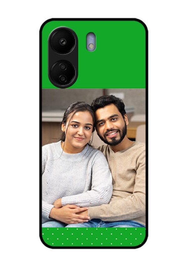Poco C65 Custom Glass Phone Case - Green Pattern Design