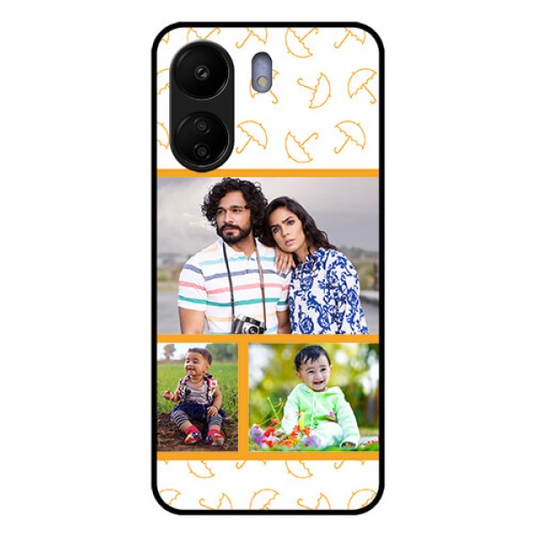 Poco C65 Custom Glass Phone Case - Yellow Pattern Design