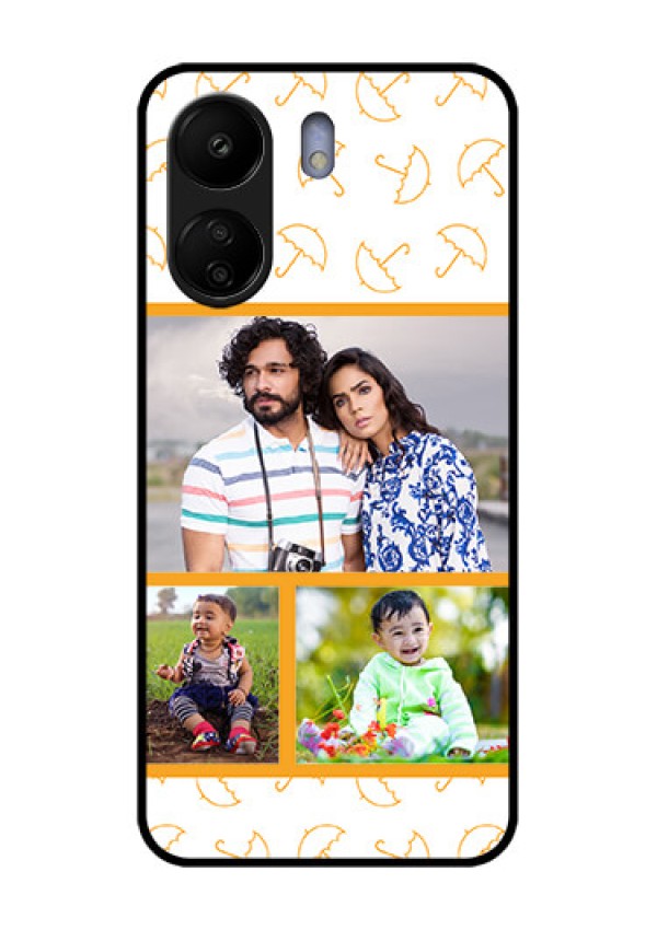 Poco C65 Custom Glass Phone Case - Yellow Pattern Design