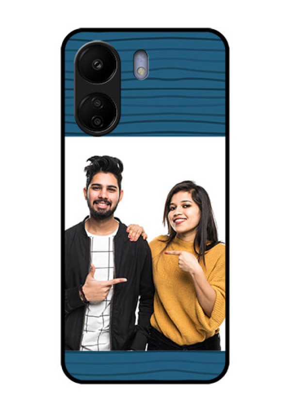 Poco C65 Custom Glass Phone Case - Blue Pattern Cover Design