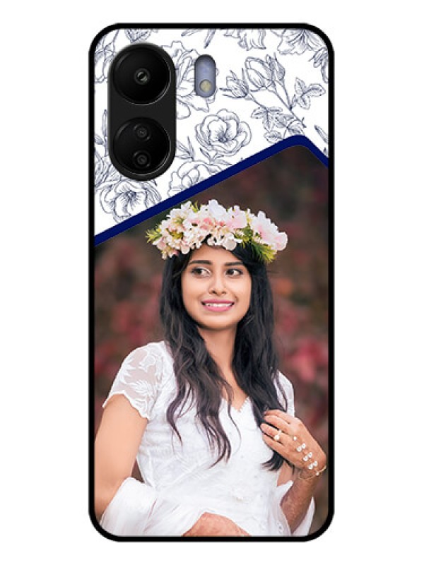 Custom Poco C65 Custom Glass Phone Case - Classy Floral Design