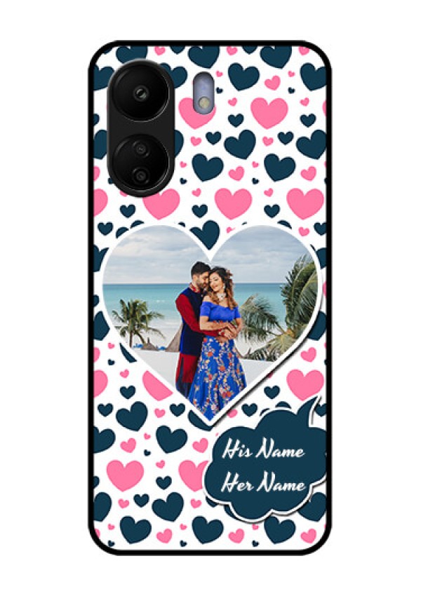 Poco C65 Custom Glass Phone Case - Pink & Blue Heart Design