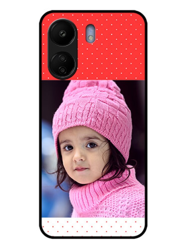 Custom Poco C65 Custom Glass Phone Case - Red Pattern Design