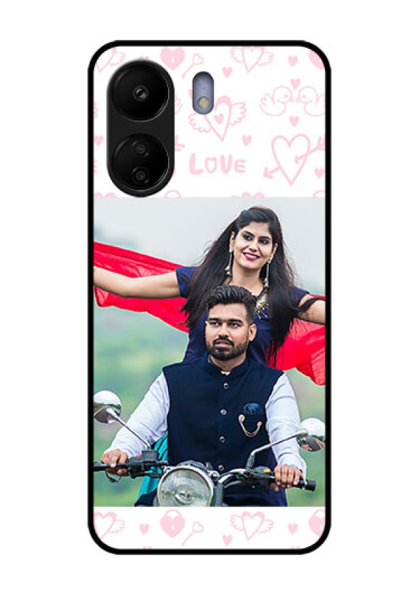 Poco C65 Custom Glass Phone Case - Pink Flying Heart Design
