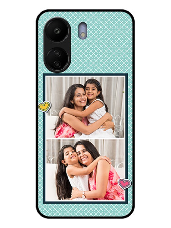 Custom Poco C65 Custom Glass Phone Case - 2 Image Holder With Pattern Design