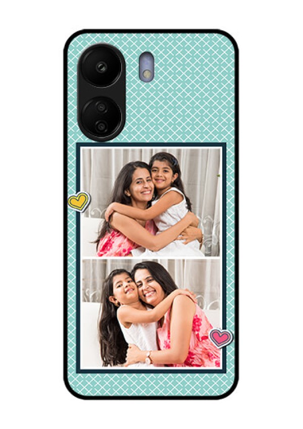 Poco C65 Custom Glass Phone Case - 2 Image Holder With Pattern Design