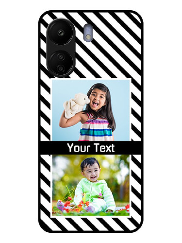 Custom Poco C65 Custom Glass Phone Case - Black And White Stripes Design
