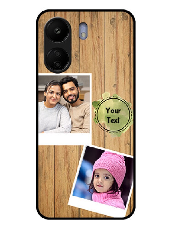 Custom Poco C65 Custom Glass Phone Case - Wooden Texture Design