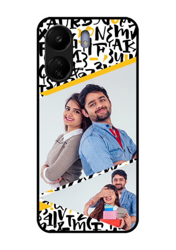 Poco C65 Custom Glass Phone Case - Letters Pattern Design