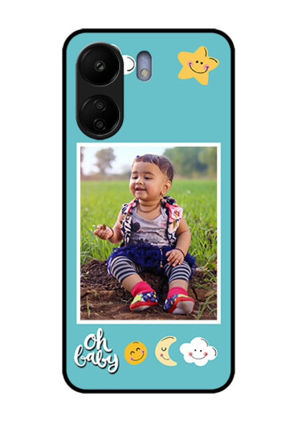 Poco C65 Custom Glass Phone Case - Smiley Kids Stars Design