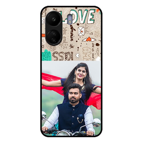 Poco C65 Custom Glass Phone Case - Love Doodle Pattern