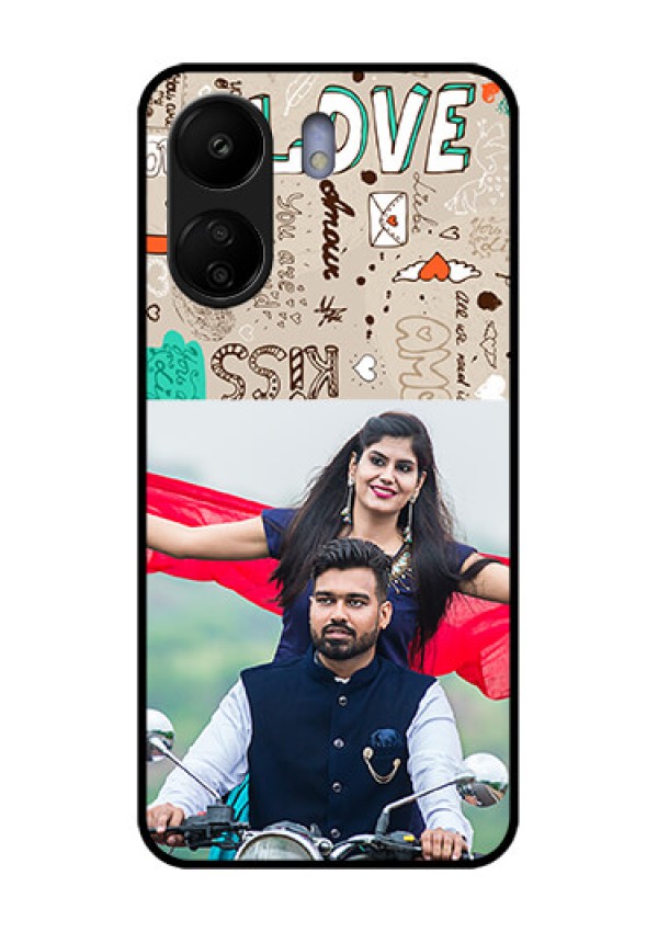 Poco C65 Custom Glass Phone Case - Love Doodle Pattern