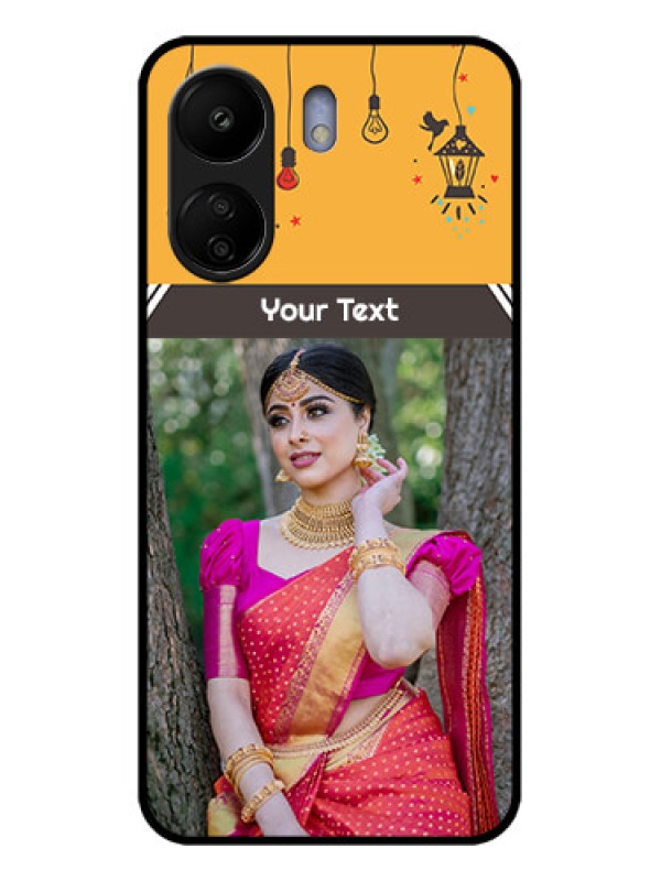 Custom Poco C65 Custom Glass Phone Case - With Family Picture And Icons