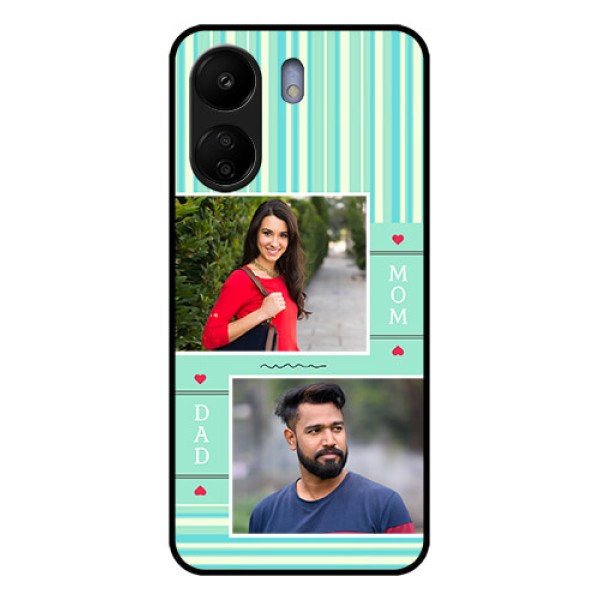 Poco C65 Custom Glass Phone Case - Mom & Dad Pic Design